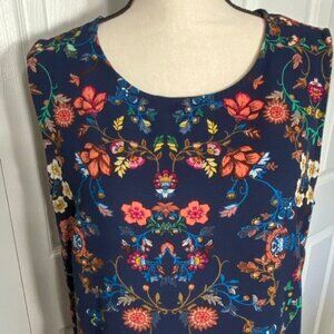 XL Navy Crepe Floral Tunic